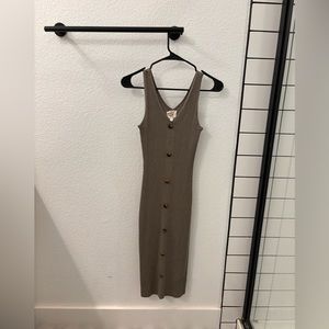 Olive green maxi dress | S